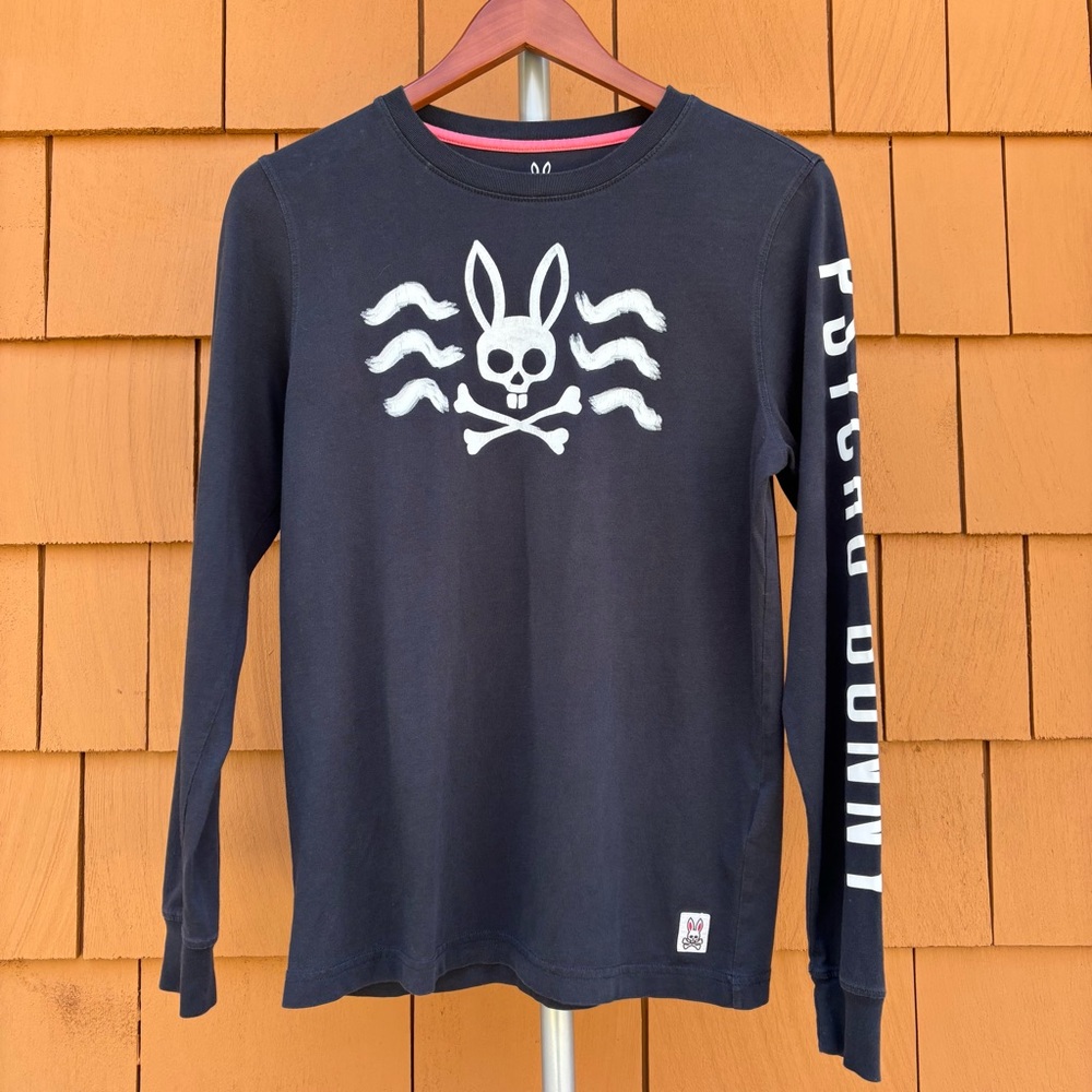 PSYCHO BUNNY | Black Pima Cotton Trendy Urban Luxury Graphic Shirt | Size 3/XS